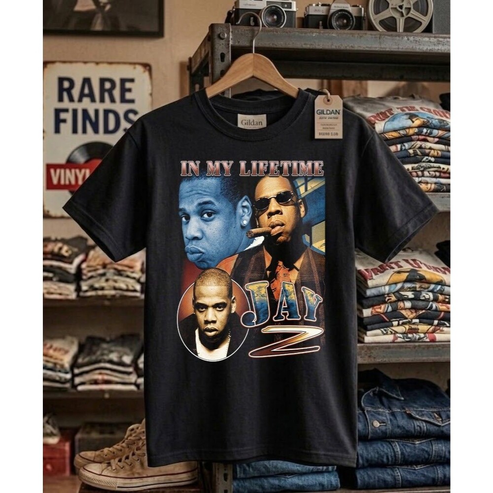 Jay-Z In My Lifetime Vintage 90s Rap Hip Hop Graphic Tee Black Heavy Cotton Tee